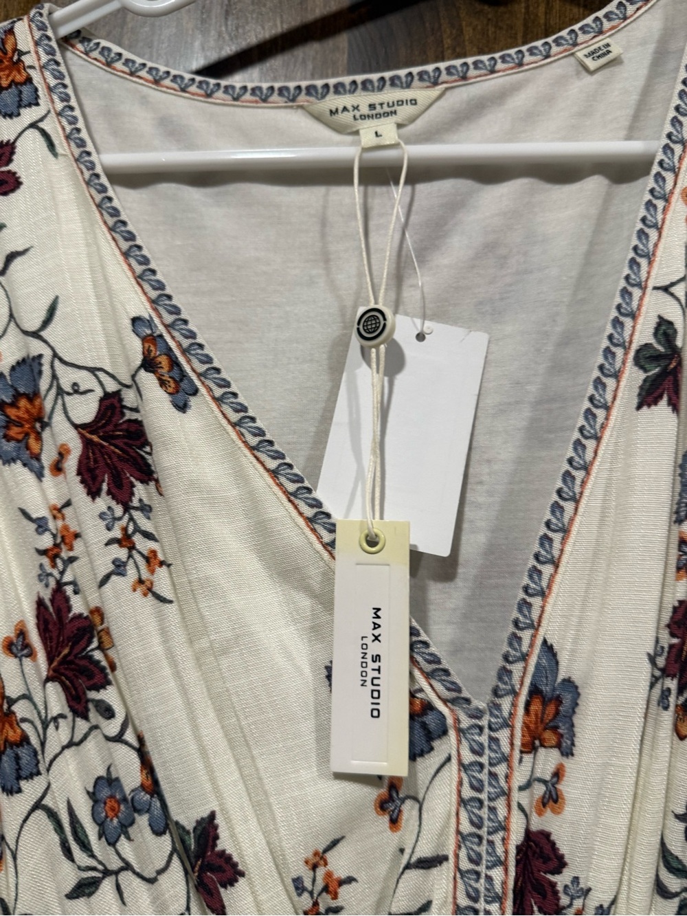 NEW WITH TAGSWomen’s Cream Floral Maxi Dress - Sleeveless V-Neck - Picture 2 of 3